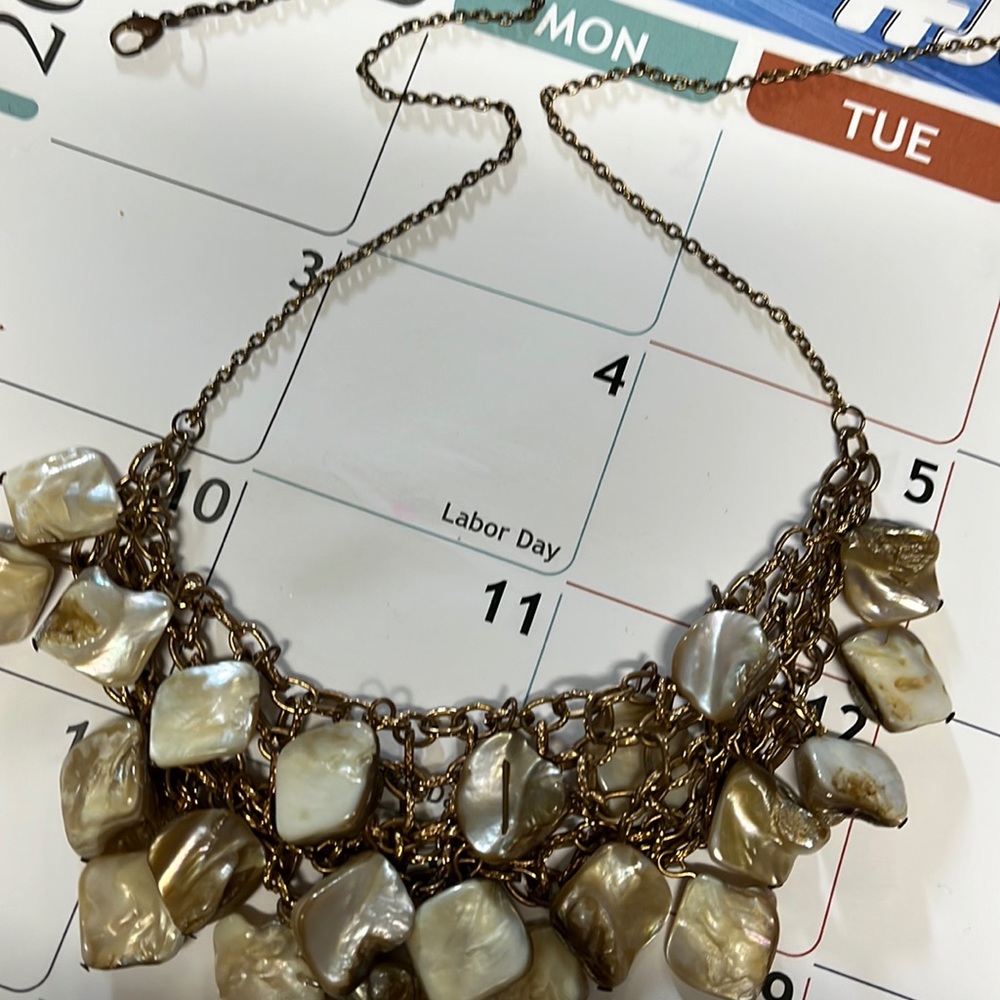 Stone necklace    9” until stones start on each side